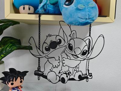 Stitch and Angel Wall / Door art -Hang it anywhere