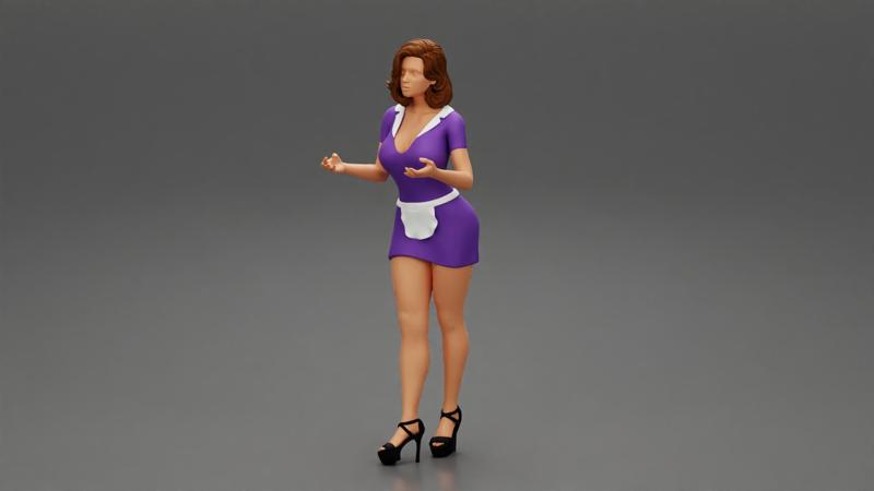 Sexy maid woman  in a mini dress