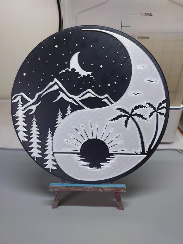 Palm Tree Mountains Moon Yin Yang