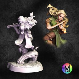 Female Wood Elf Bard - Illyaria the Wood Elf Bard (Elf Bard with fiddle / violin )