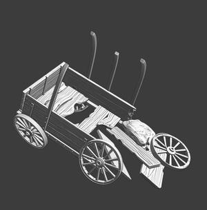 Wargaming terrain - medieval destroyed wagon