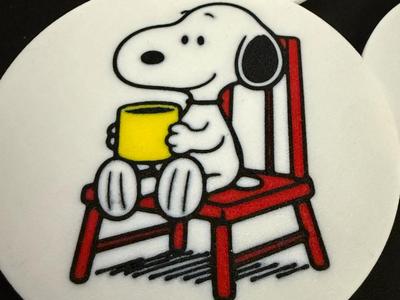 10cm Snoopy Coasters with Coffee Cup on Chair