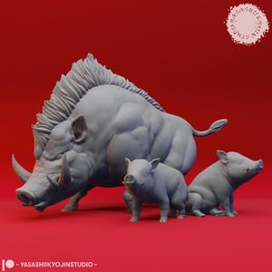 Giant Boar + Piglets - Tabletop Miniature