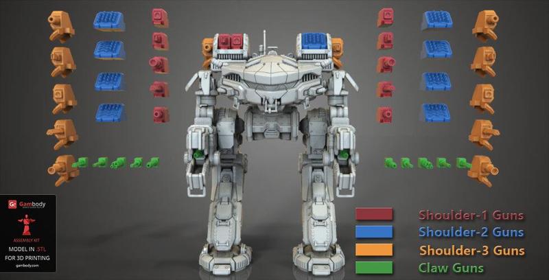 MWO King Crab Guns for 3D Printing