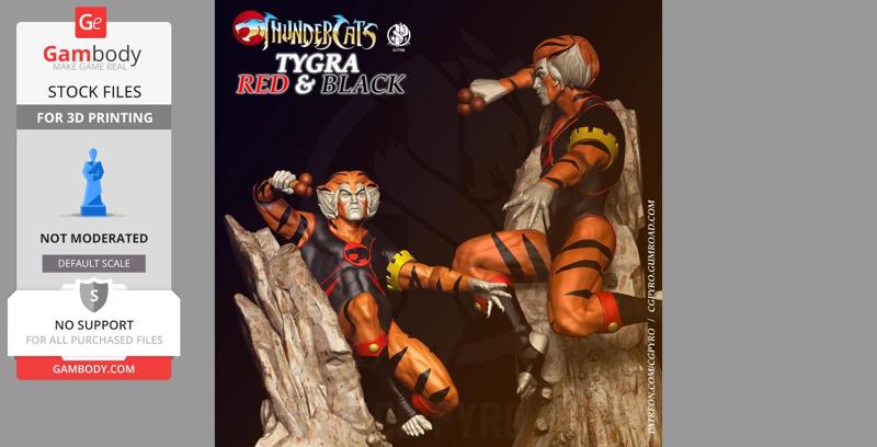 Tygra Red and Black Thundercats STL files 3D printing collectibles fanarts by CG Pyro