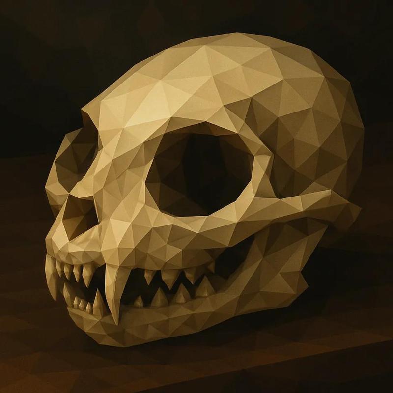 cats Skull Low Poly   
