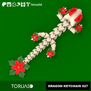 Articulated Dragon Keychain 027 - Christmas decoration - Print in place - No Supports - STL
