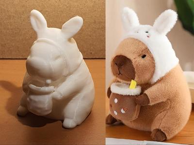 Easter Capybara with Bunny Ear Hat
