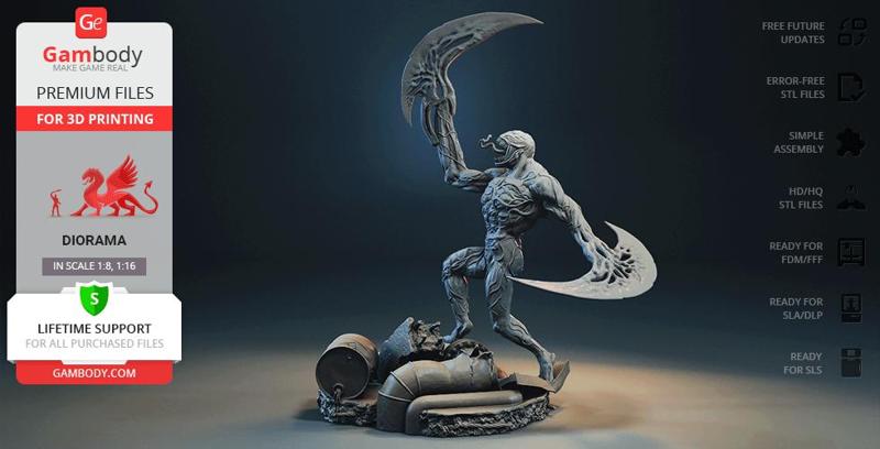 Riot Symbiote in Diorama STL Files for 3D Printing | Assembly Model