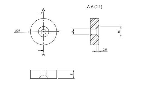 Counter Sink Spacer 25mm dia x 8mm Tall