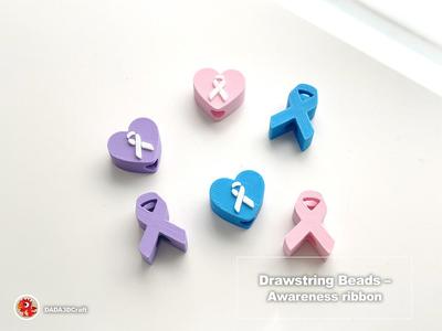 Drawstring beads - Awareness Ribbon 