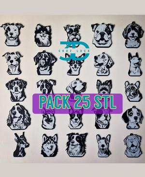 Pack 25 dog keychains  STL & 3mf