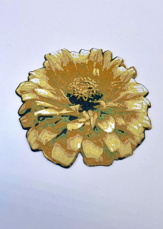 Yellow Zinnia Hueforge Flower
