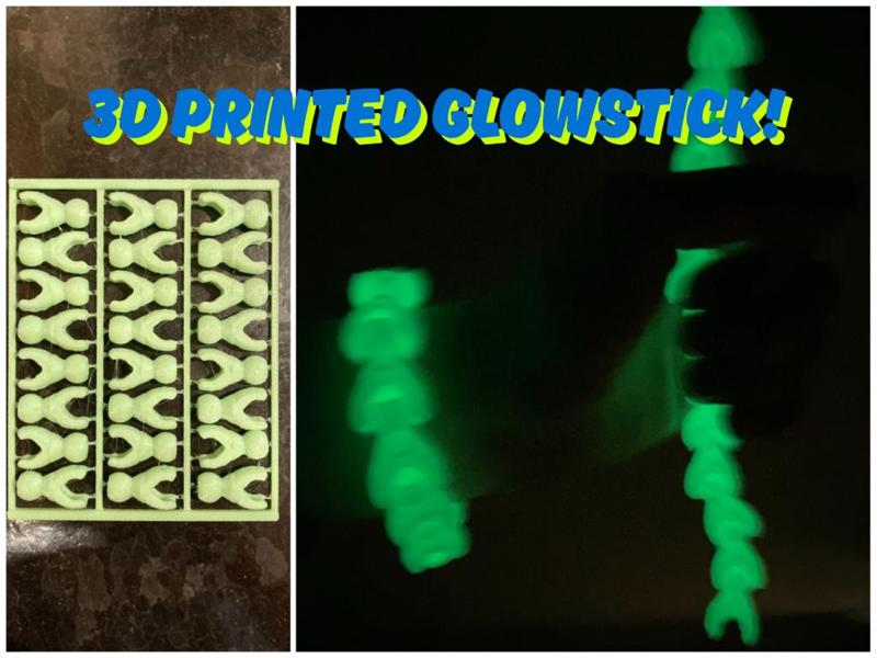 3D printed reusable glow stick kit card