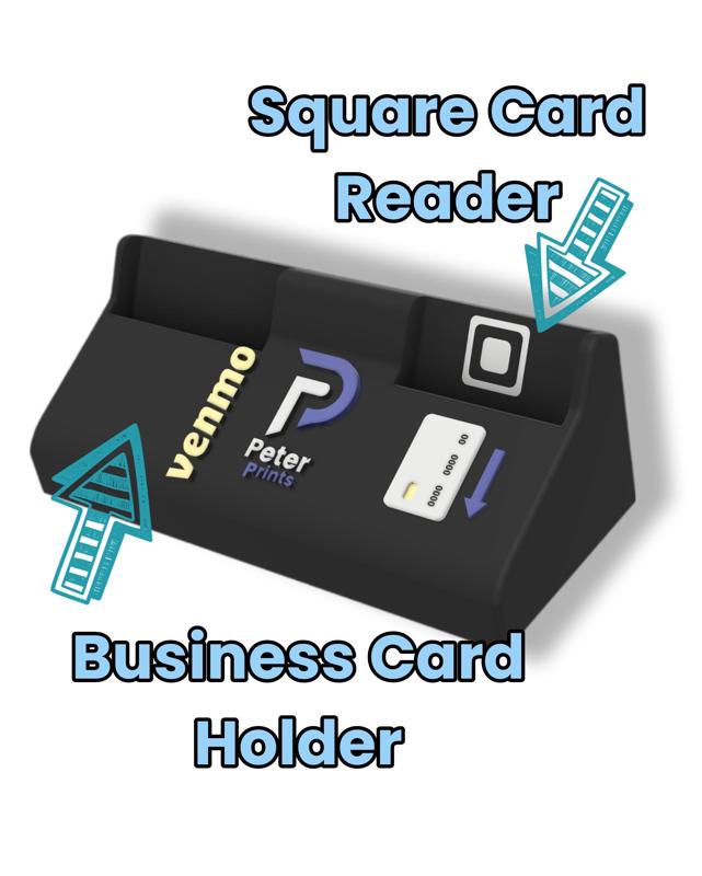 Square Card Reader & Business Card Holder Combo - Simple Design