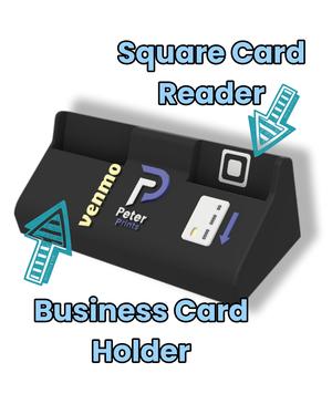 Square Card Reader & Business Card Holder Combo - Simple Design