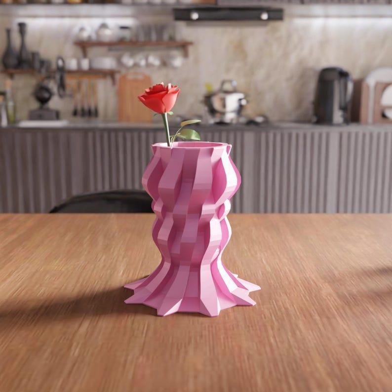 3D Unique Flower Desk Vase STL File - Home Decor for 3D Printing, Indoor Flower Vase, Modern Vase, Gift for Women, Decorative Vase