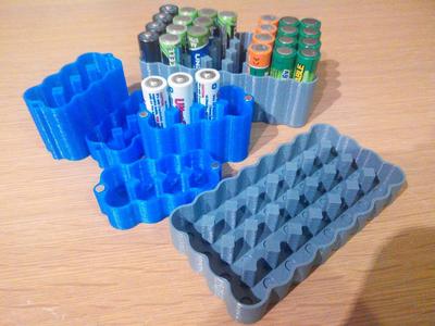Yet another AA/AAA battery case 1x4 2x4 3x4 4x4 2x3 2x2 6x8 8x4 10x4 12x4 - Mk2 - Mk6 parametric