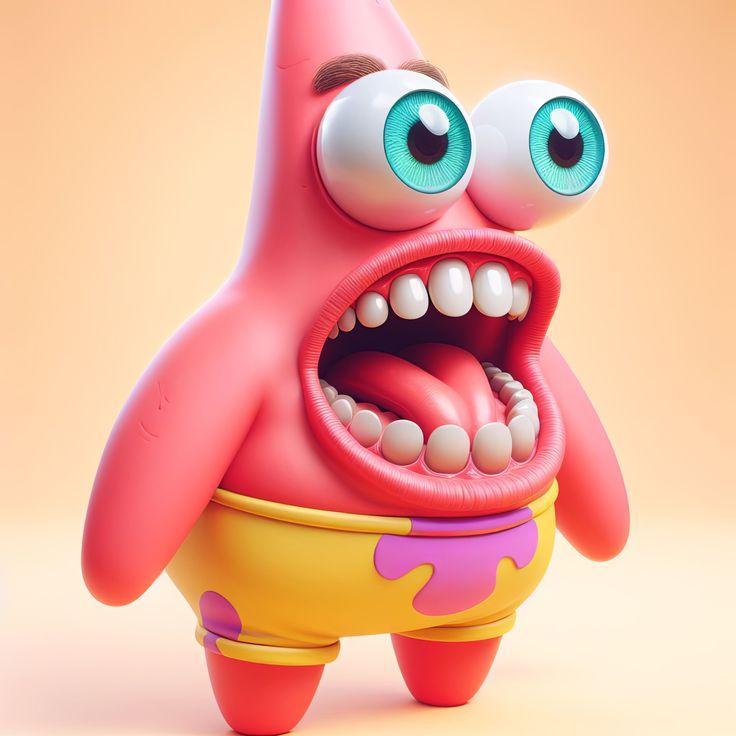 Surprised Funny Patrick Spongebob Clay character kawaii 3D Model