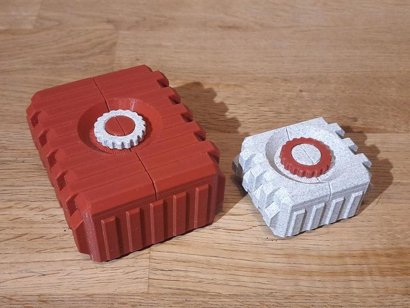 Vault Crate (print-in-place) with locking nut, various sizes