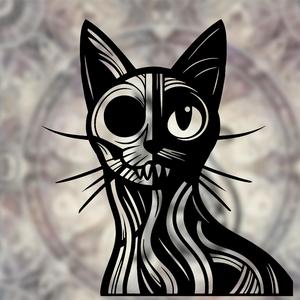 Skeleton Cat Mandala Art – 2D Wall Art (Stained Glass Style)
