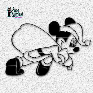 mickey mounse santa wall art xmas disney fanart