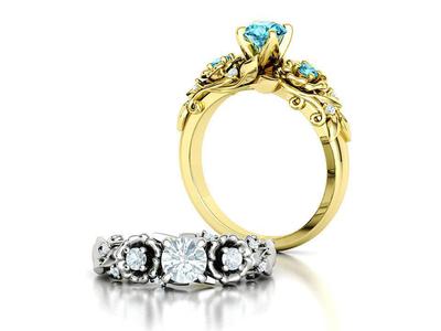 Flower Nature Engagement Ring with 5mm stone Ella 3dprint model