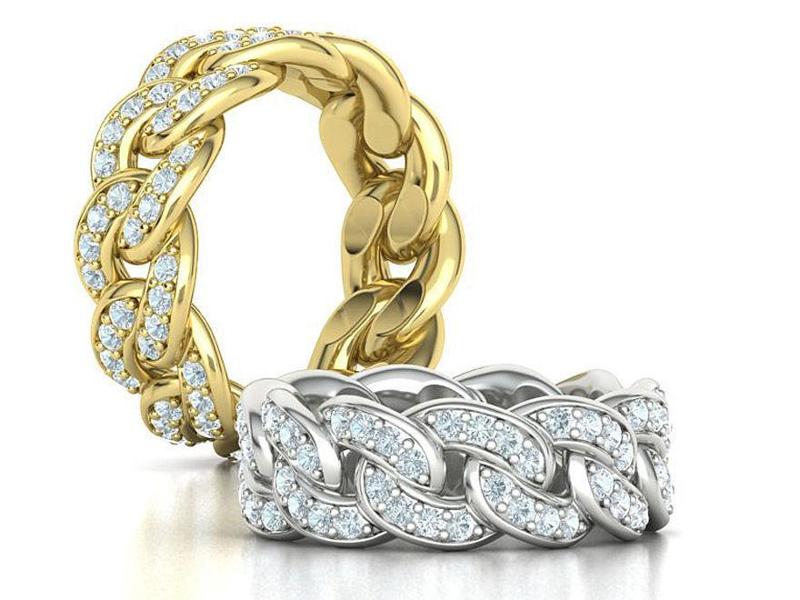 DIAMOND Cuban Link Heavy Chain Ring 9mm Wide 10US Size 3dmodel