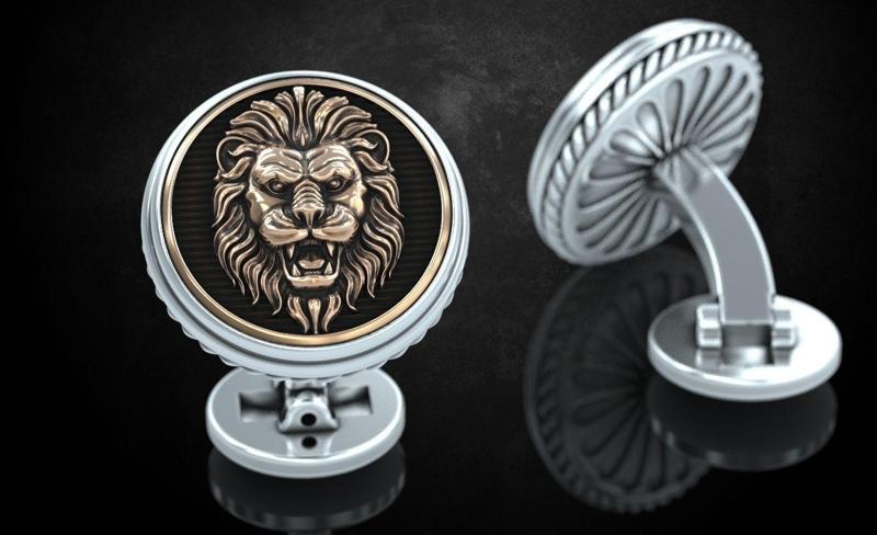 Stylish cufflinks with lion 243
