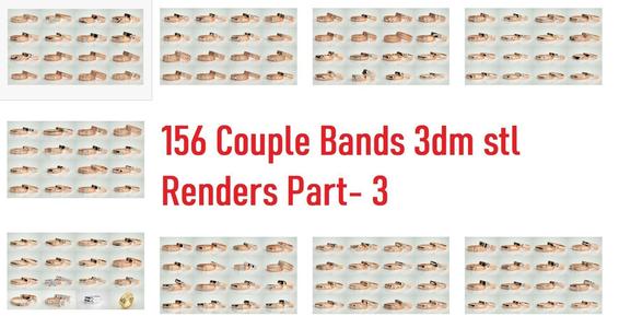 156  Couple Band Ring 3dm stl render detail Part-3 3D Model Collection