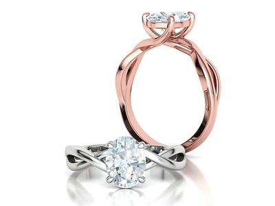 Trellis Solitaire Engagement Ring with 9x7 Oval Stone