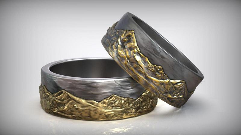 Sky Mountains Rock Nature Wedding Ring