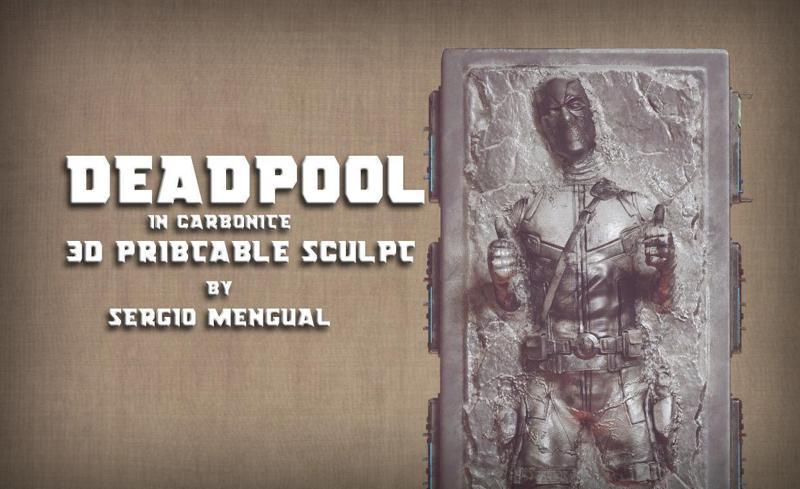 Deadpool in Carbonite 3D Printable Sculpture