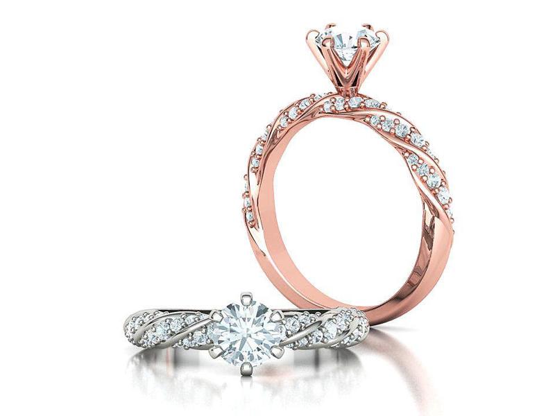 Olivia Twisted Diamond Engagement Ring Crown Head 3dprint model