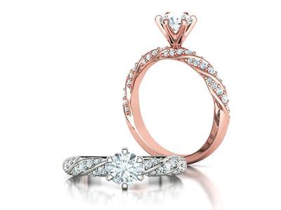 Olivia Twisted Diamond Engagement Ring Crown Head 3dprint model