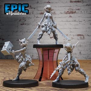 Boar Spirit Warrior Girl Set / Female Samurai Slayer / Wild Demon Fighter / Epic Miniatures Promotion