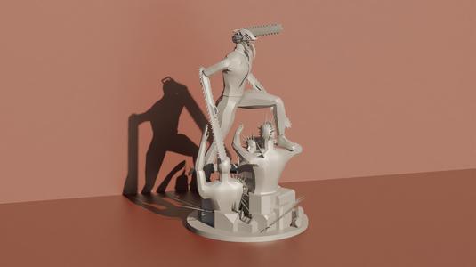 Low Poly Denji - Chainsaw Man Home Decoration