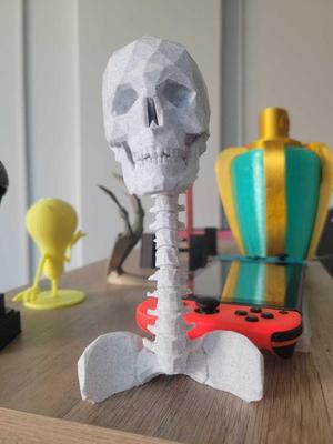 Low Poly Skull and Spine Headphone Stand