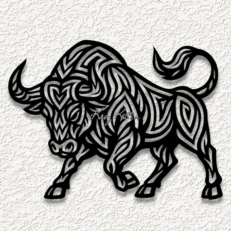 TRIBAL BULL wall art home decor
