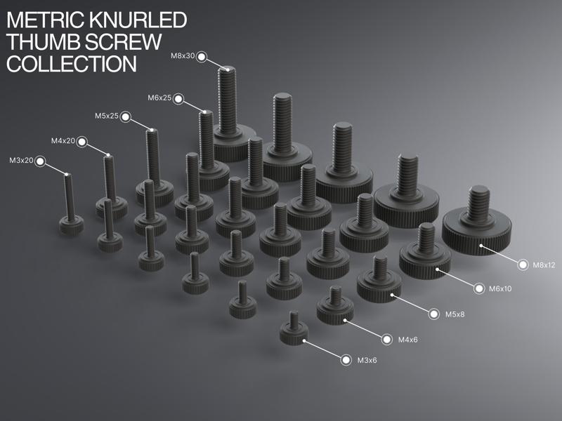 Ultimate Metric Knurled Thumb Screw Collection M3-M8
