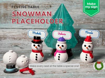 Festive Snowman Placeholder for Your Holiday Table