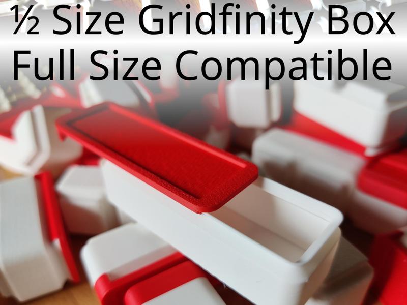 Half-Width Gridfinity Boxes / Lids for small parts