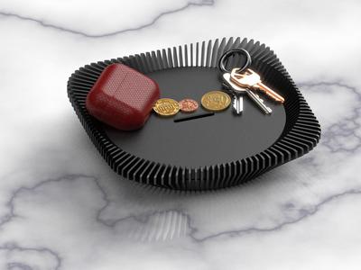 Ribbed Key / Coins Hallway Tray v2 (short)