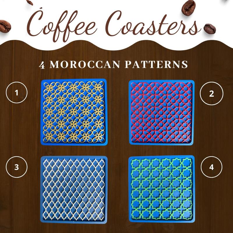 Coffee Drink Coasters - 4 Moroccan Patterns 