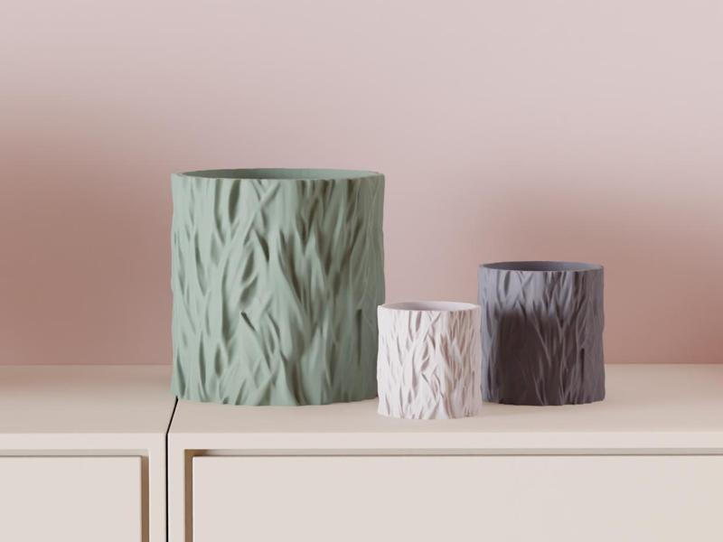 Modern Plant Pot Fur Style Textured Planter. Easy 