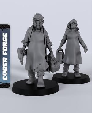 Doctor & Nurse Civilians – With Free Cyberpunk  – Sci-Fi Gift Ideas for RPG and Wargame