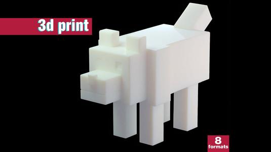 Minecraft-Inspired Stylized Blocky Dog