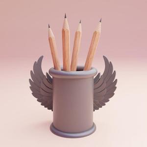 Angel Wings Pencil Holder STL File 3D Printable Elegant Desk Organizer
