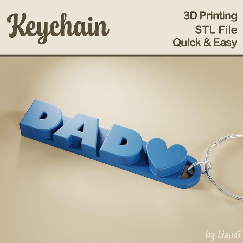 Dad Keychain STL – 3D Print File, Father’s Day Gift Keyring or Bag Charm, Digital Download for Commercial Use