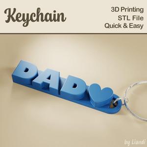 Dad Keychain STL – 3D Print File, Father’s Day Gift Keyring or Bag Charm, Digital Download for Commercial Use
